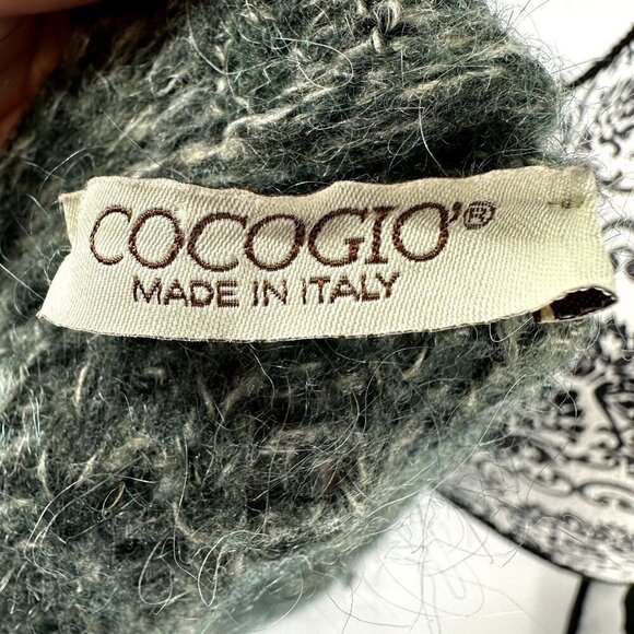 Cocogio Wool Blend Mohair Made in Italy Fringe Green Cardigan NO SIZE TAG - Picture 6 of 11